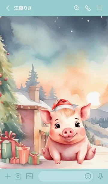 [LINE着せ替え] Pig merry christmas Theme (JP)の画像2