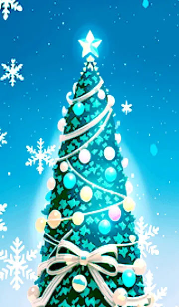 [LINE着せ替え] 豪華な冬のクリスマスツリー(晴れ青）の画像1