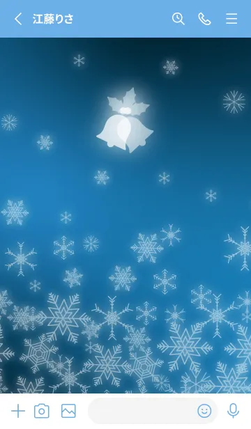 [LINE着せ替え] 雪の結晶とベル 青色の画像2