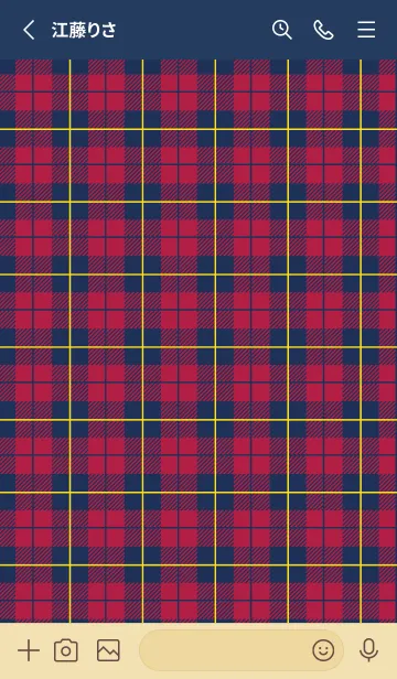 [LINE着せ替え] Check Pattern.NAVY&RED 8の画像2