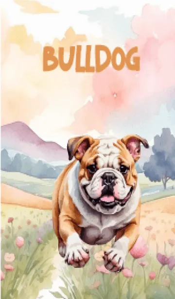 [LINE着せ替え] Bulldog In Flower Theme (JP)の画像1