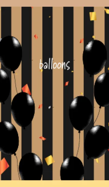 [LINE着せ替え] ブラックバルーン 薄茶と黄色の画像1