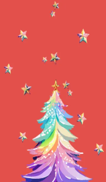 [LINE着せ替え] red 虹色のクリスマスツリーの画像1