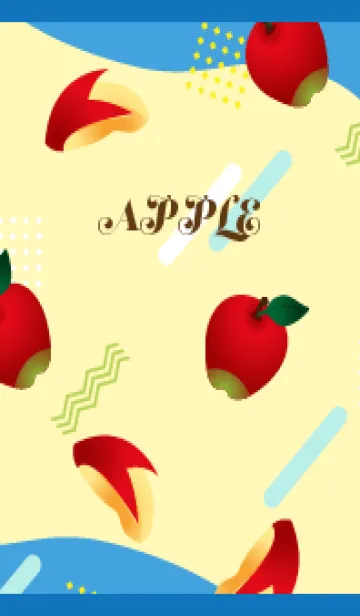 [LINE着せ替え] リンゴのメンフィス柄 白と青の画像1