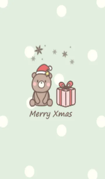 [LINE着せ替え] テディベア クリスマス -グリーン- ドットの画像1