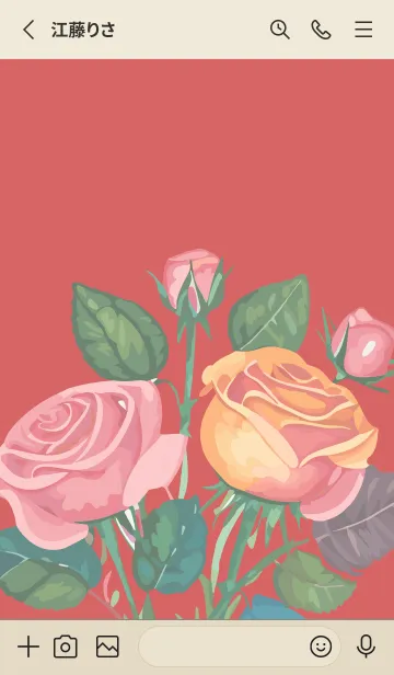 [LINE着せ替え] red & beige カラフルな花束の画像2