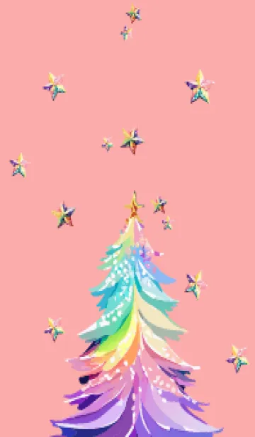 [LINE着せ替え] light pink 虹色のクリスマスツリーの画像1