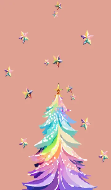 [LINE着せ替え] pink & light blue 虹色のクリスマスツリーの画像1