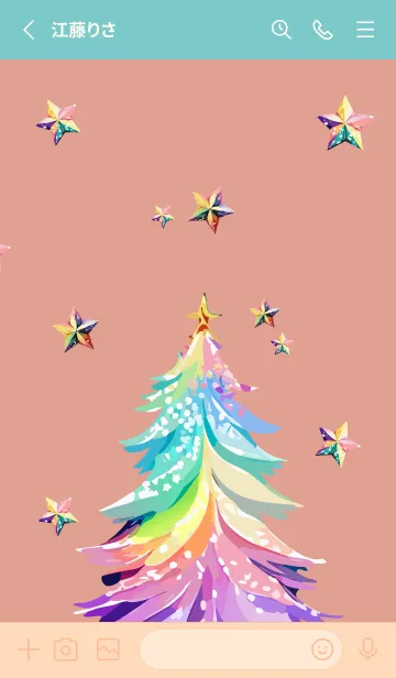 [LINE着せ替え] pink & light blue 虹色のクリスマスツリーの画像2