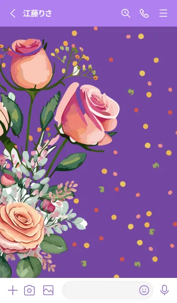 [LINE着せ替え] purple カラフルなカスミソウと薔薇の画像2