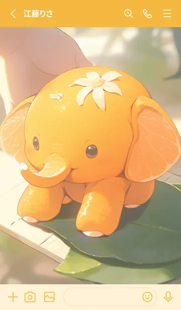 [LINE着せ替え] オレンジ色の小さな象の画像2
