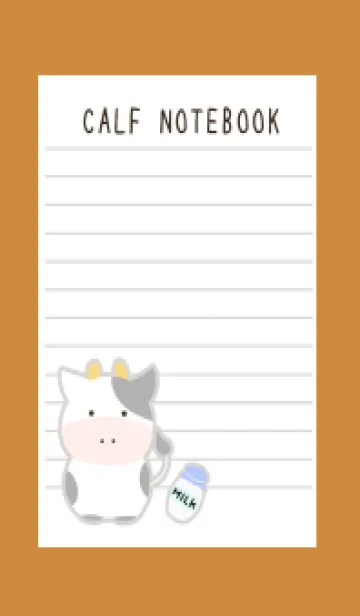 [LINE着せ替え] 仔牛ちゃんノート/ブラウン/オレンジの画像1
