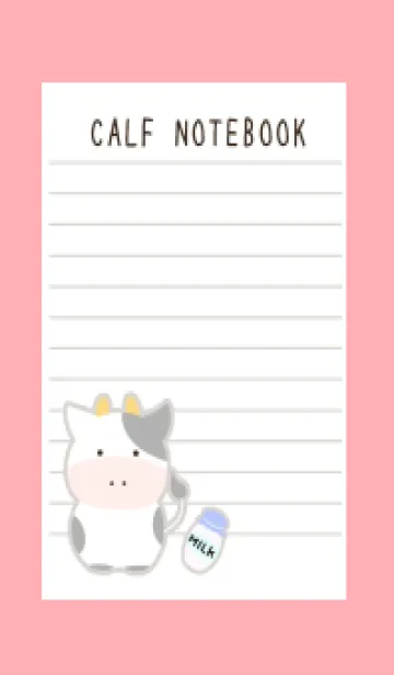 [LINE着せ替え] 仔牛ちゃんノート/ピンクレッドの画像1