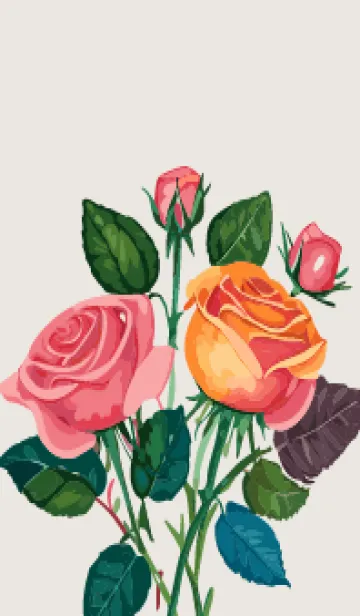 [LINE着せ替え] beige & gray カラフルな花束の画像1