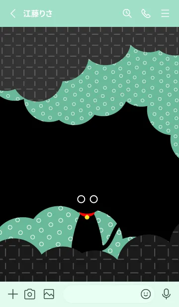 [LINE着せ替え] 暗闇の黒猫 青緑の画像2