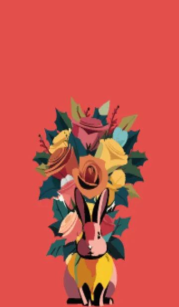 [LINE着せ替え] red クリスマスローズとうさぎの画像1