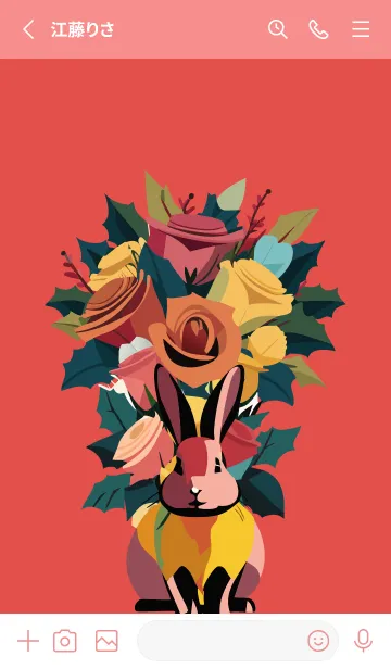 [LINE着せ替え] red クリスマスローズとうさぎの画像2