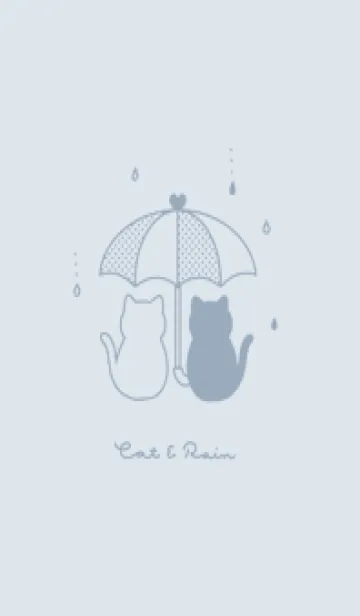 [LINE着せ替え] ネコと傘 / 淡いブルーグレーの画像1