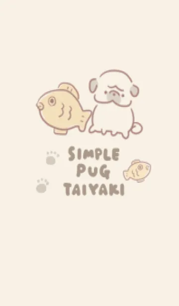 [LINE着せ替え] シンプル  パグ たい焼き ベージュの画像1
