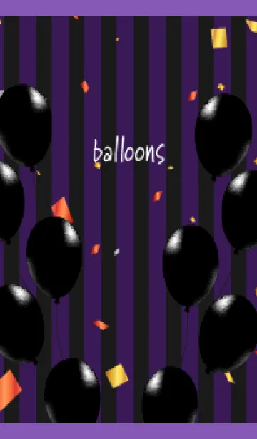 [LINE着せ替え] ブラックバルーン 紫色の画像1