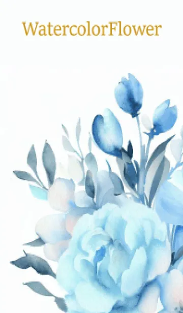 [LINE着せ替え] Watercolor Lightblue Flower-hisatoto-64の画像1