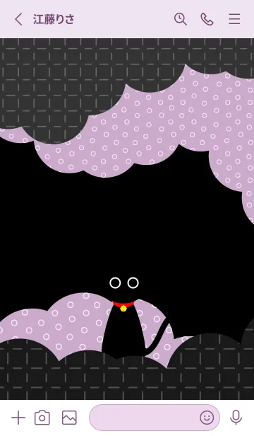 [LINE着せ替え] 暗闇の黒猫 薄い紫の画像2