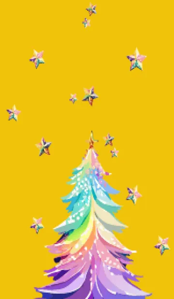 [LINE着せ替え] yellow 虹色のクリスマスツリーの画像1