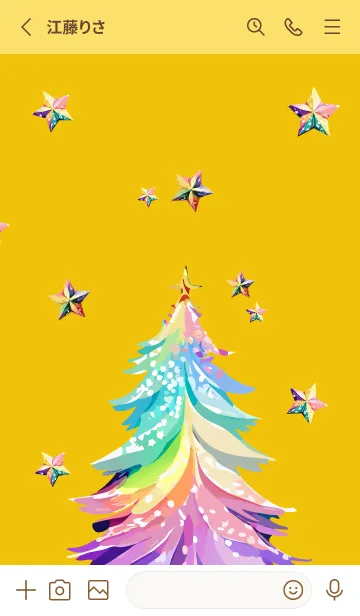 [LINE着せ替え] yellow 虹色のクリスマスツリーの画像2