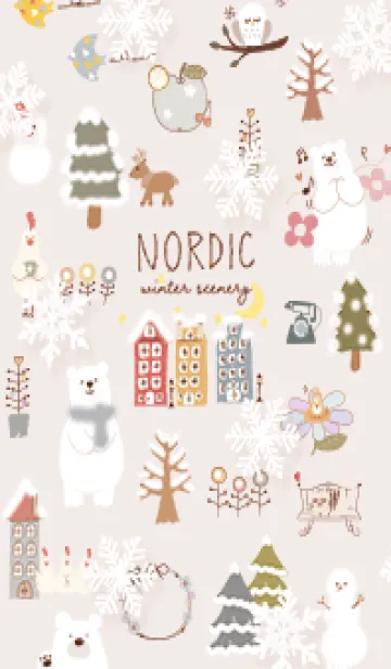 [LINE着せ替え] pinkbrown♡雪が舞う北欧08_1の画像1