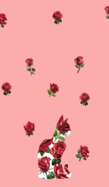 [LINE着せ替え] light pink 薔薇柄の猫の画像1