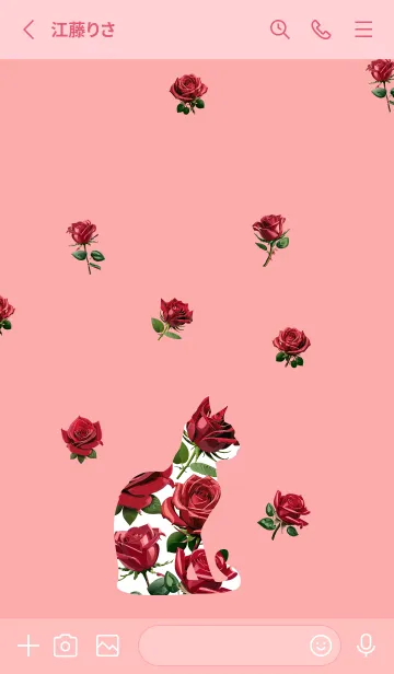 [LINE着せ替え] light pink 薔薇柄の猫の画像2