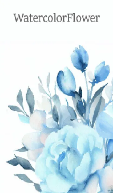 [LINE着せ替え] Watercolor Lightblue Flower-hisatoto-65の画像1