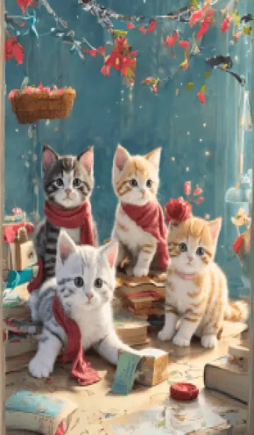 [LINE着せ替え] cute cat kitten colorful flowerの画像1