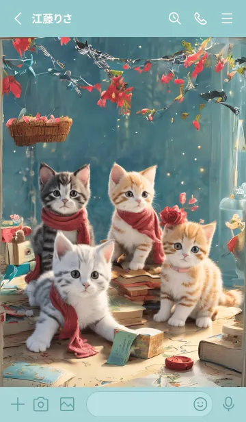 [LINE着せ替え] cute cat kitten colorful flowerの画像2