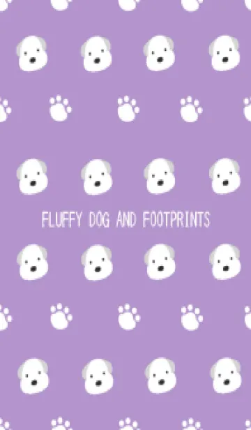 [LINE着せ替え] もこもこ犬と足跡の着せかえ/パープルの画像1