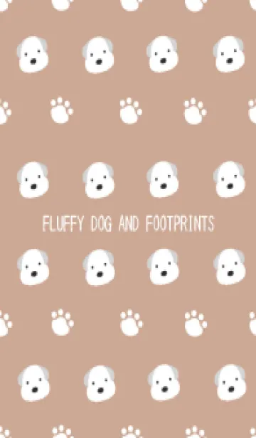 [LINE着せ替え] もこもこ犬と足跡/ブラウン/ベージュの画像1