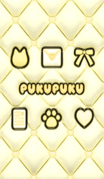 [LINE着せ替え] ぷくぷく♡ねこ - ブラック イエローの画像1