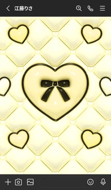 [LINE着せ替え] ぷくぷく♡ねこ - ブラック イエローの画像2