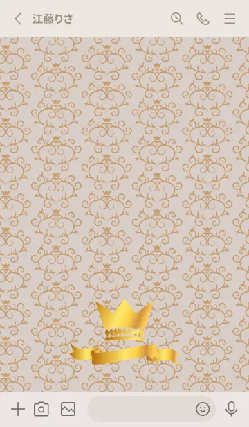 [LINE着せ替え] 洋風の柄と王冠 ベージュと灰色の画像2