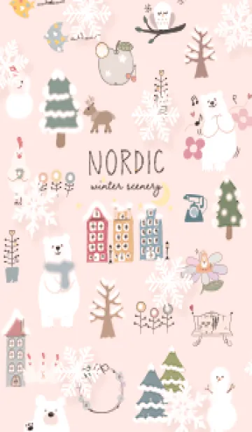 [LINE着せ替え] babypink Scandinavian snow falling 09_1の画像1
