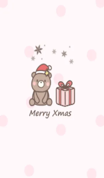 [LINE着せ替え] テディベア クリスマス -ピンク- ドットの画像1