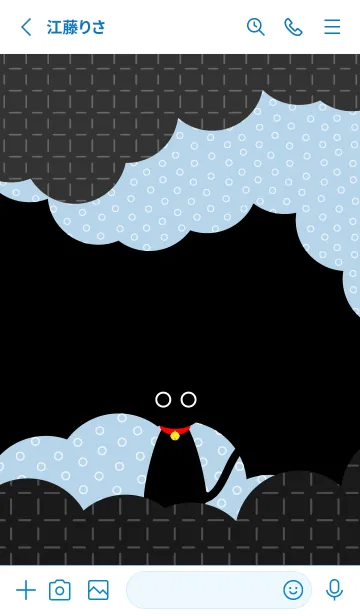 [LINE着せ替え] 暗闇の黒猫 白と青の画像2