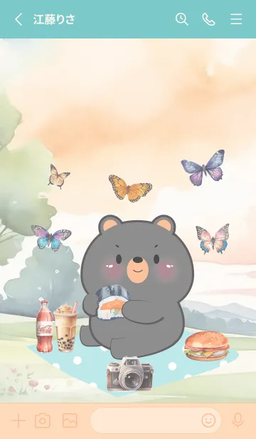 [LINE着せ替え] Love Black Bear Love Picnic Theme (JP)の画像2