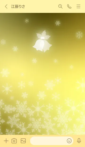 [LINE着せ替え] 雪の結晶とベル 薄い黄色の画像2