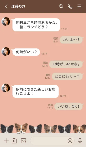 [LINE着せ替え] DOGS - パピヨン - サーモンピンクの画像3