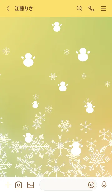 [LINE着せ替え] 雪と雪だるまのシルエット 黄色の画像2