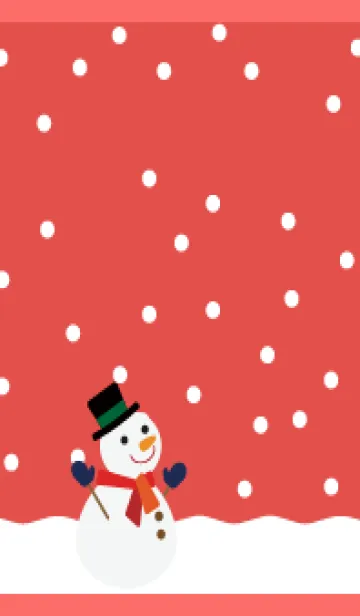 雪と雪だるま 赤色の着せ替えメイン画像