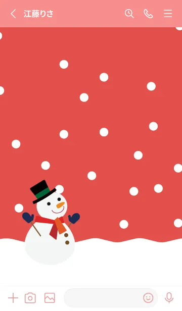 [LINE着せ替え] 雪と雪だるま 赤色の画像2