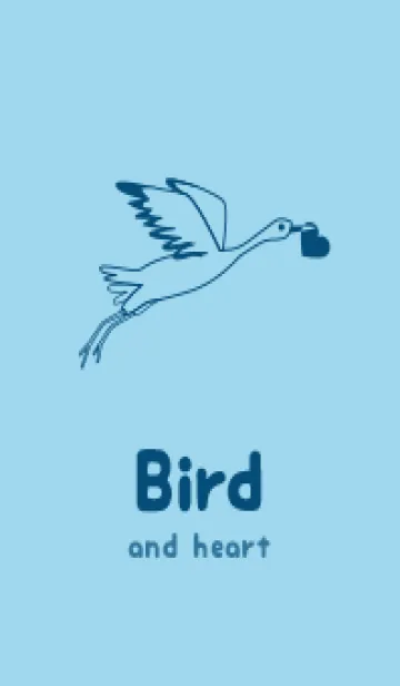 [LINE着せ替え] 鳥とハート スカイブルーの画像1
