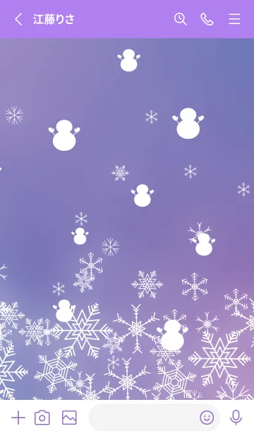 [LINE着せ替え] 雪と雪だるまのシルエット 紫色の画像2